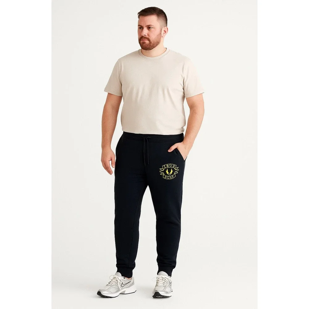 True Religion Black‎ Logo Collegiate Joggers Mens Size XL Heavyweight Sweatpants